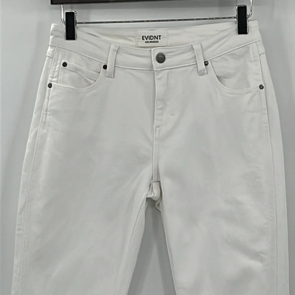 EVIDNT LA Tate Notched Hem Mid Rise Skinny Jean in White - Size 26 - Picture 5 of 11